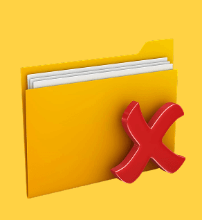 Folder marked with red X — missing insurance details red flag