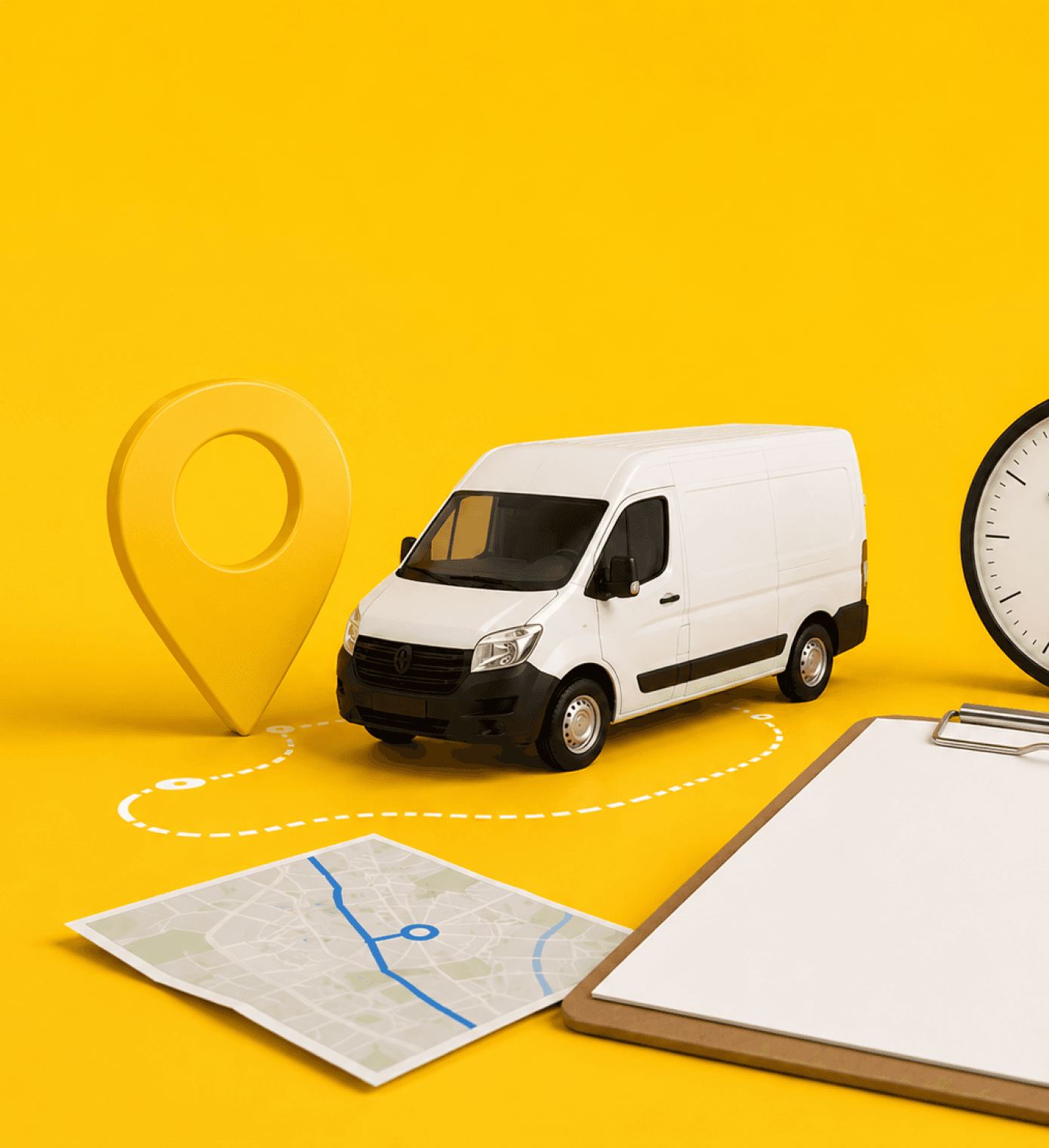 Giant Van delivery API: 3D laptop integrated with cardboard box logistics