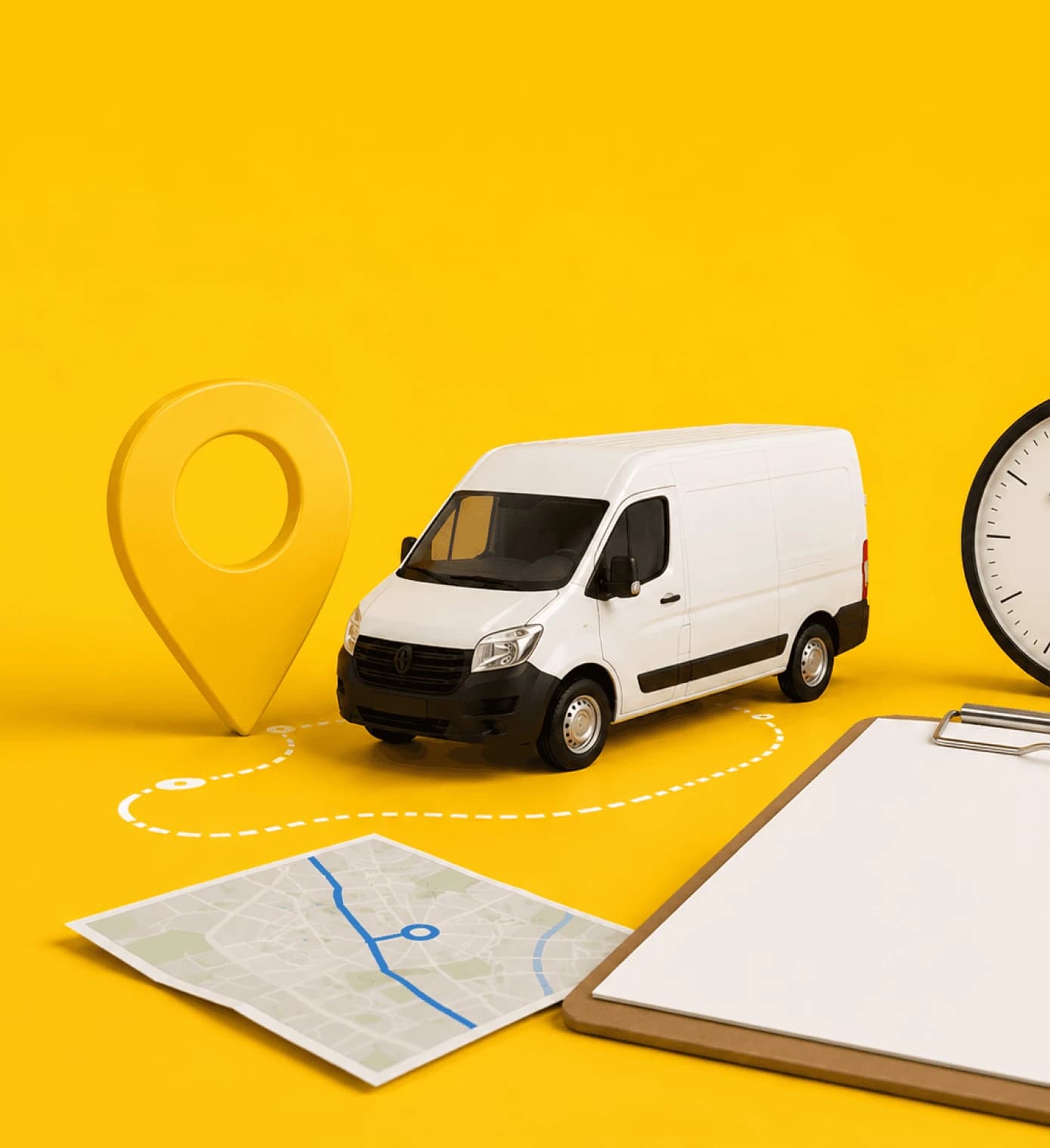 Giant Van delivery API: 3D laptop integrated with cardboard box logistics