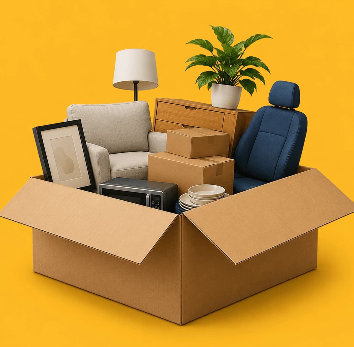 Giant Van crew collecting bulky furniture and appliances for licensed disposal and recycling.