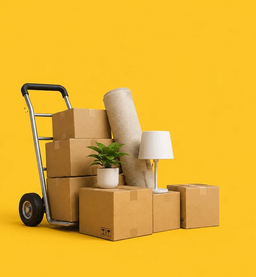 Removal team with boxes — divorce and separation moving process