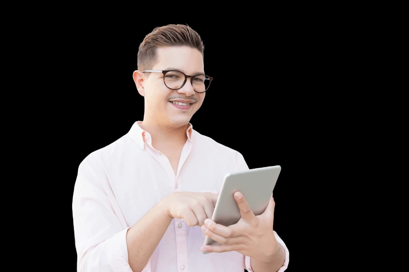 Person using tablet with delivery tracking map