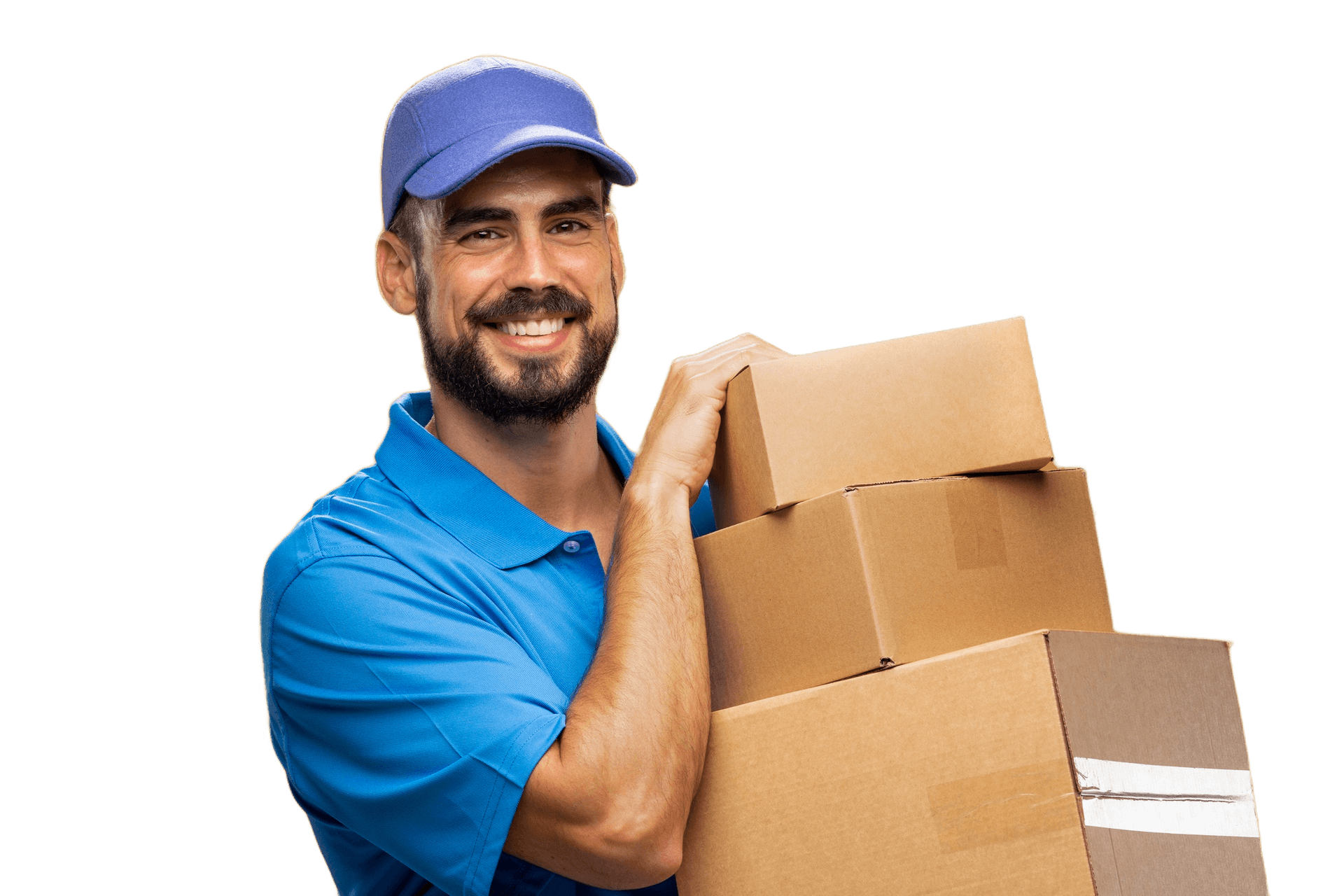 Delivery driver holding packages