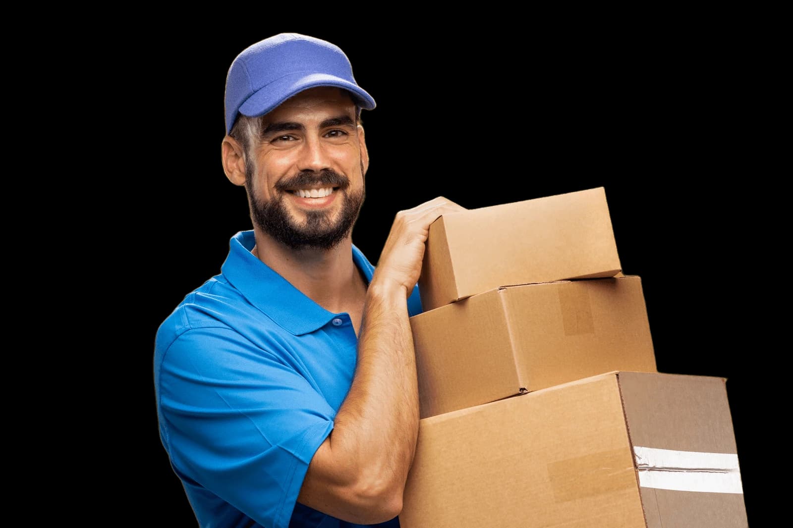 Delivery driver holding packages