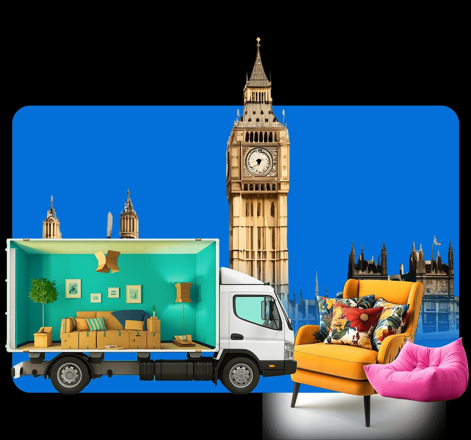 Furniture delivery service with van and household items