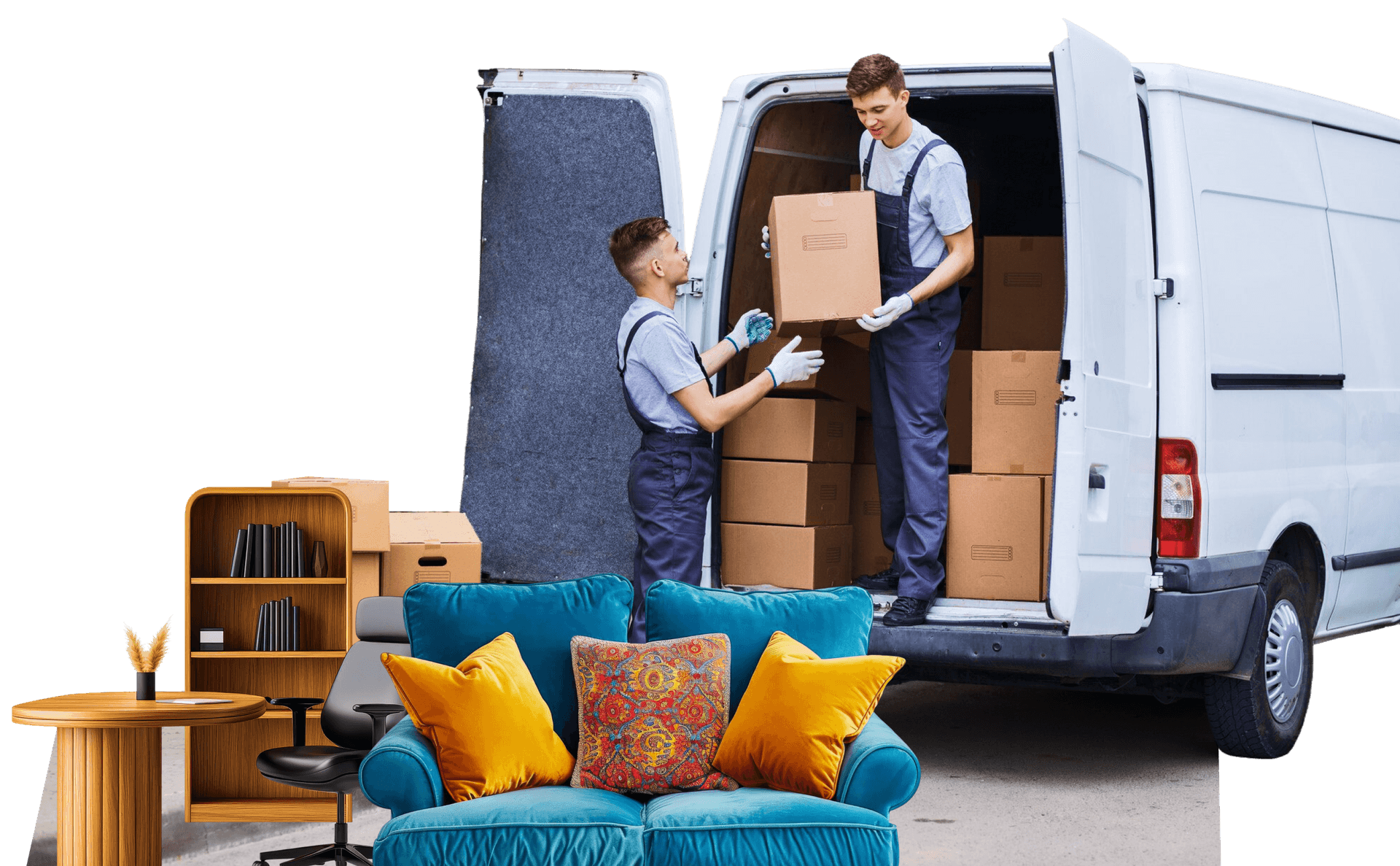 Giant Van crew carrying a 6-seater dining table into a London home during a table delivery job.