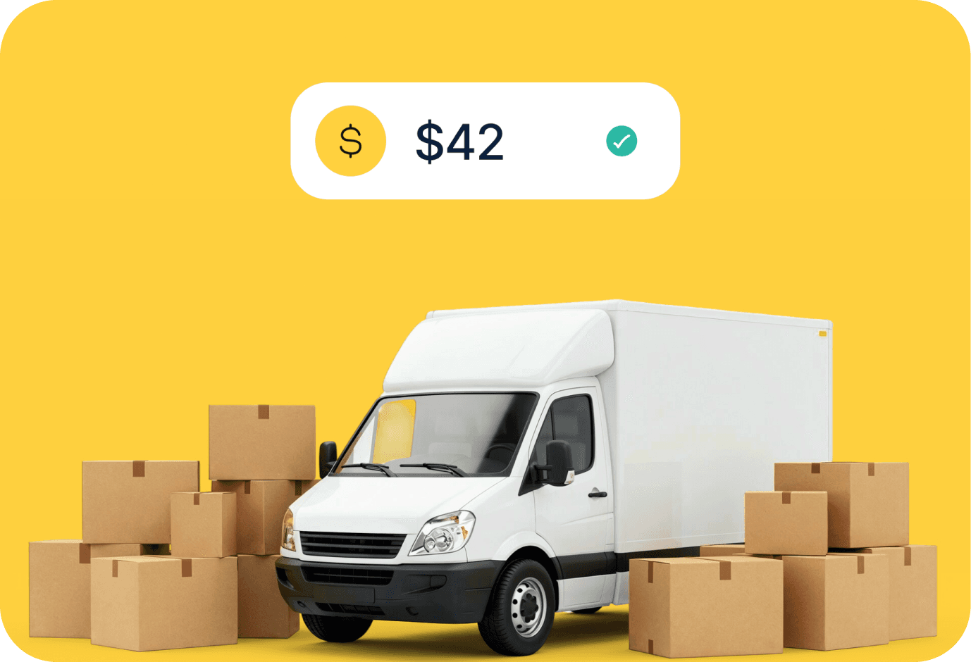 Removal van with packed boxes — fixed pricing example