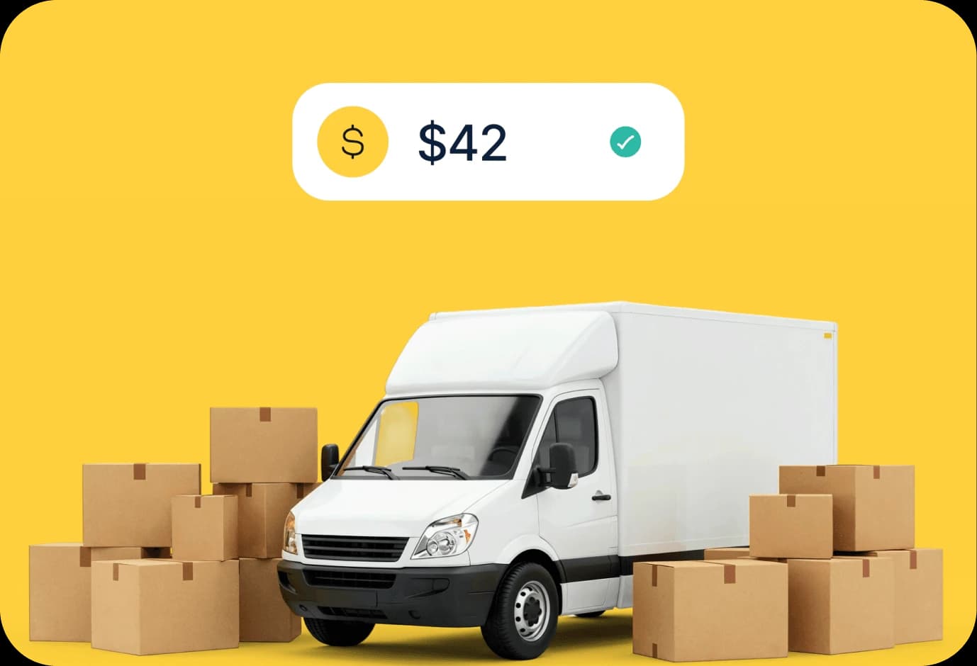 Removal van with packed boxes — fixed pricing example