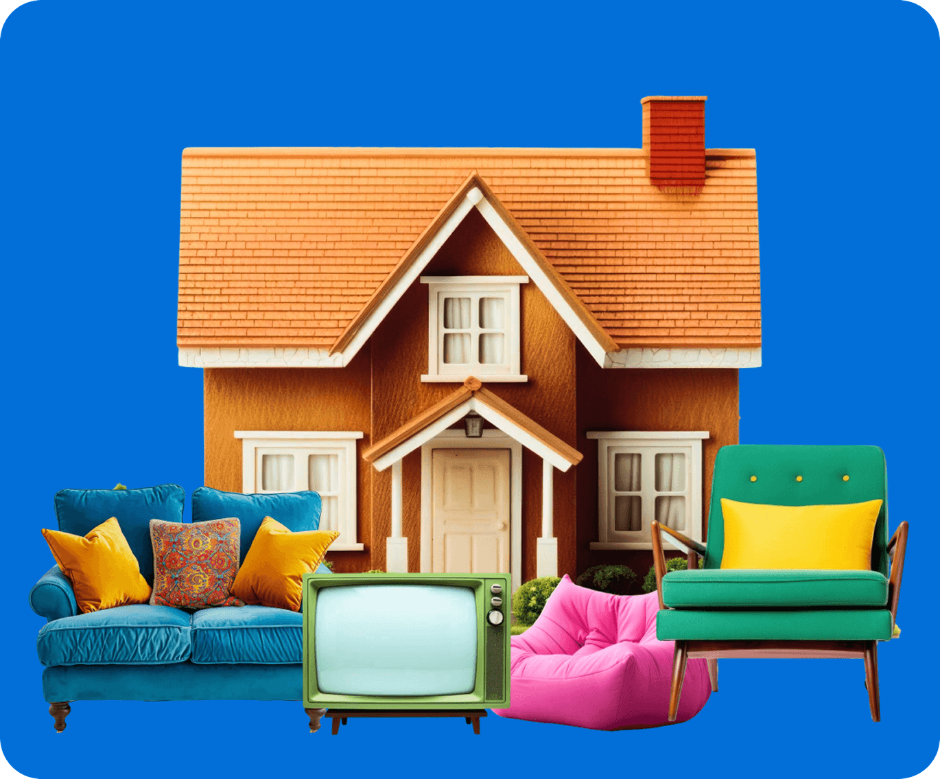House and furniture illustration showing the items you can move with Giant Van
