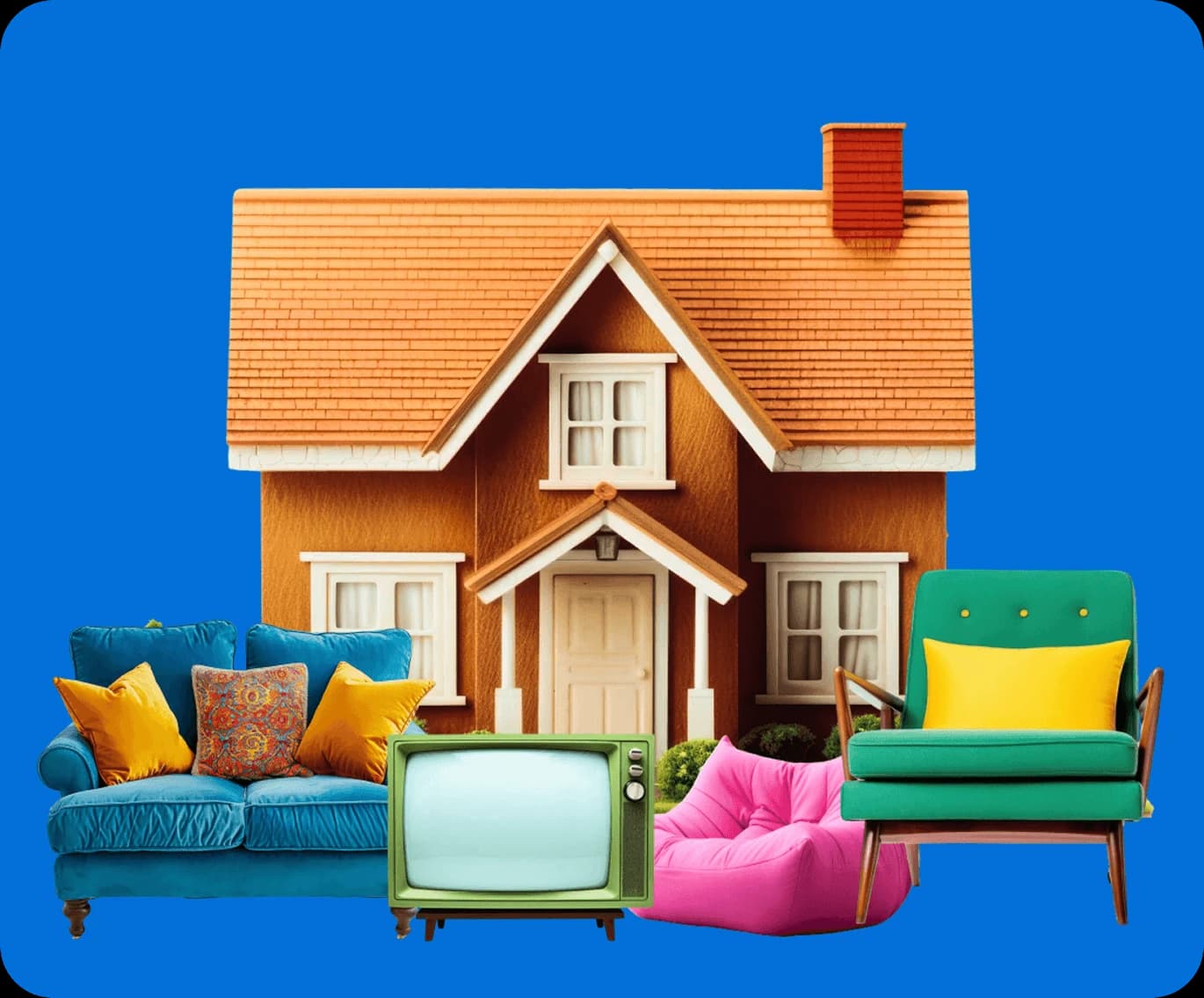 House and furniture illustration showing the items you can move with Giant Van