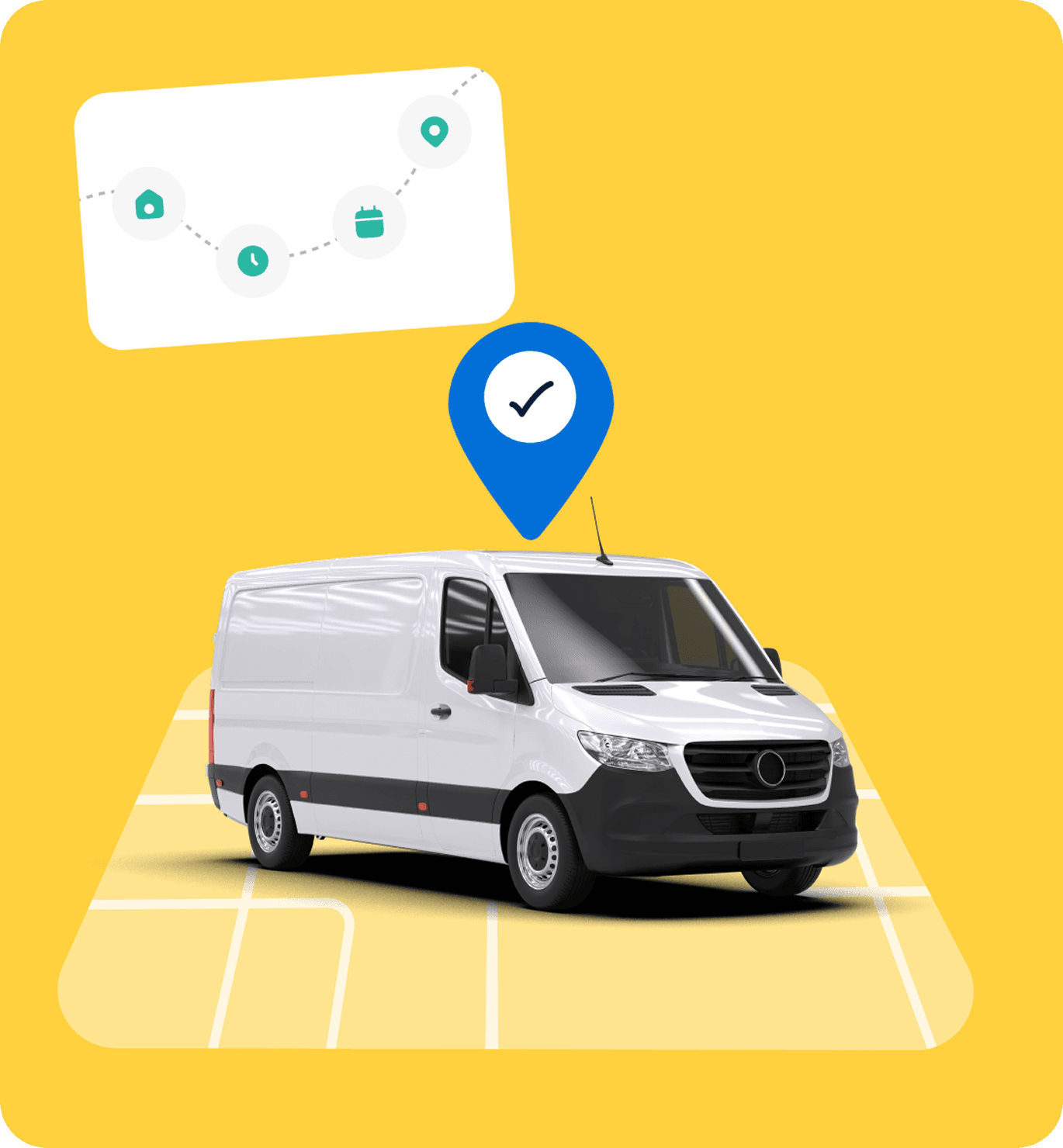 Removal van with a map pin and tracking route — what happens after your quote