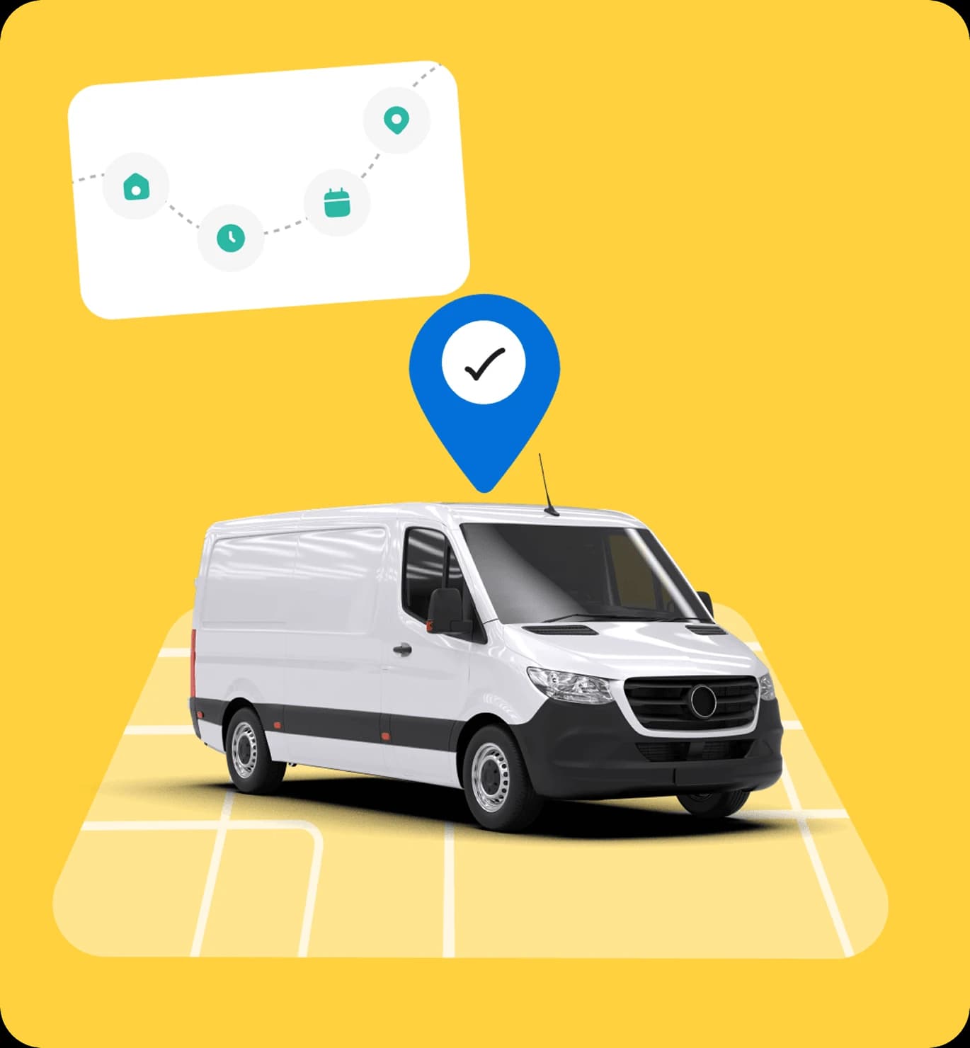 Removal van with a map pin and tracking route — what happens after your quote