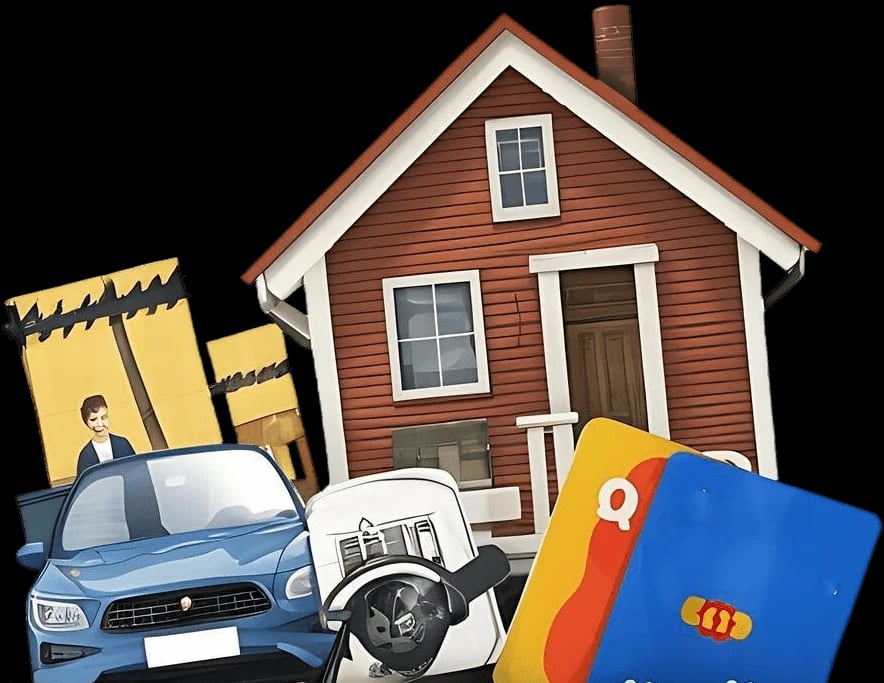 Illustration of a house move with a car and packed boxes
