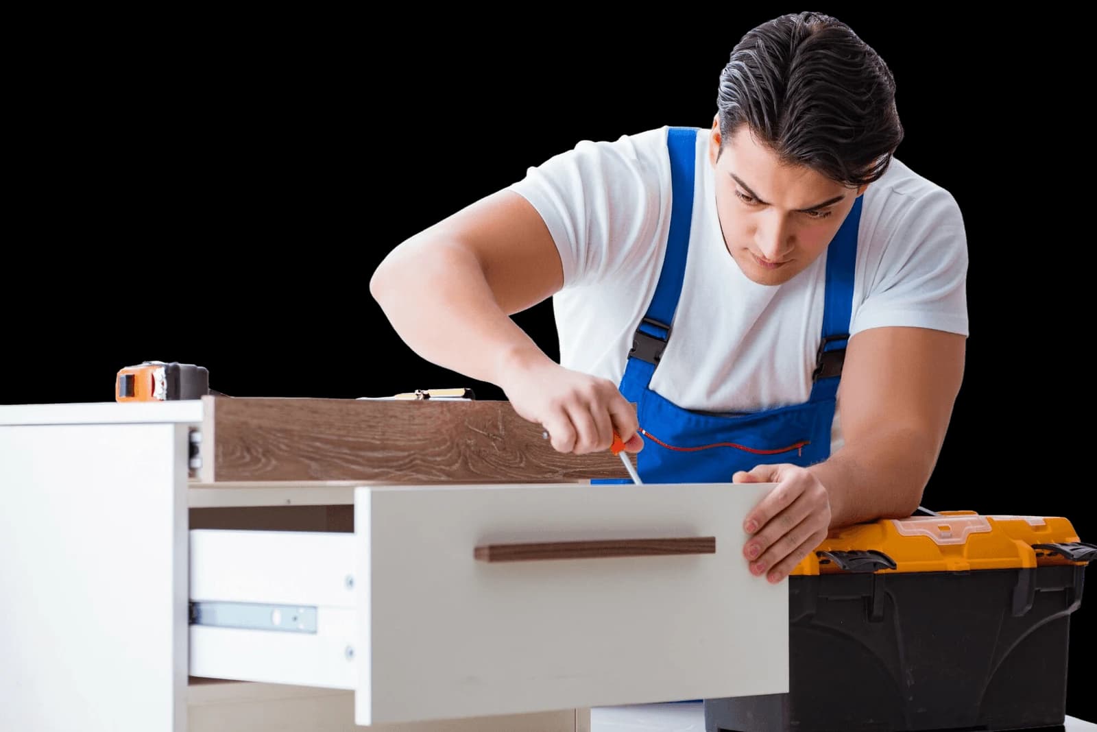 Person assembling furniture