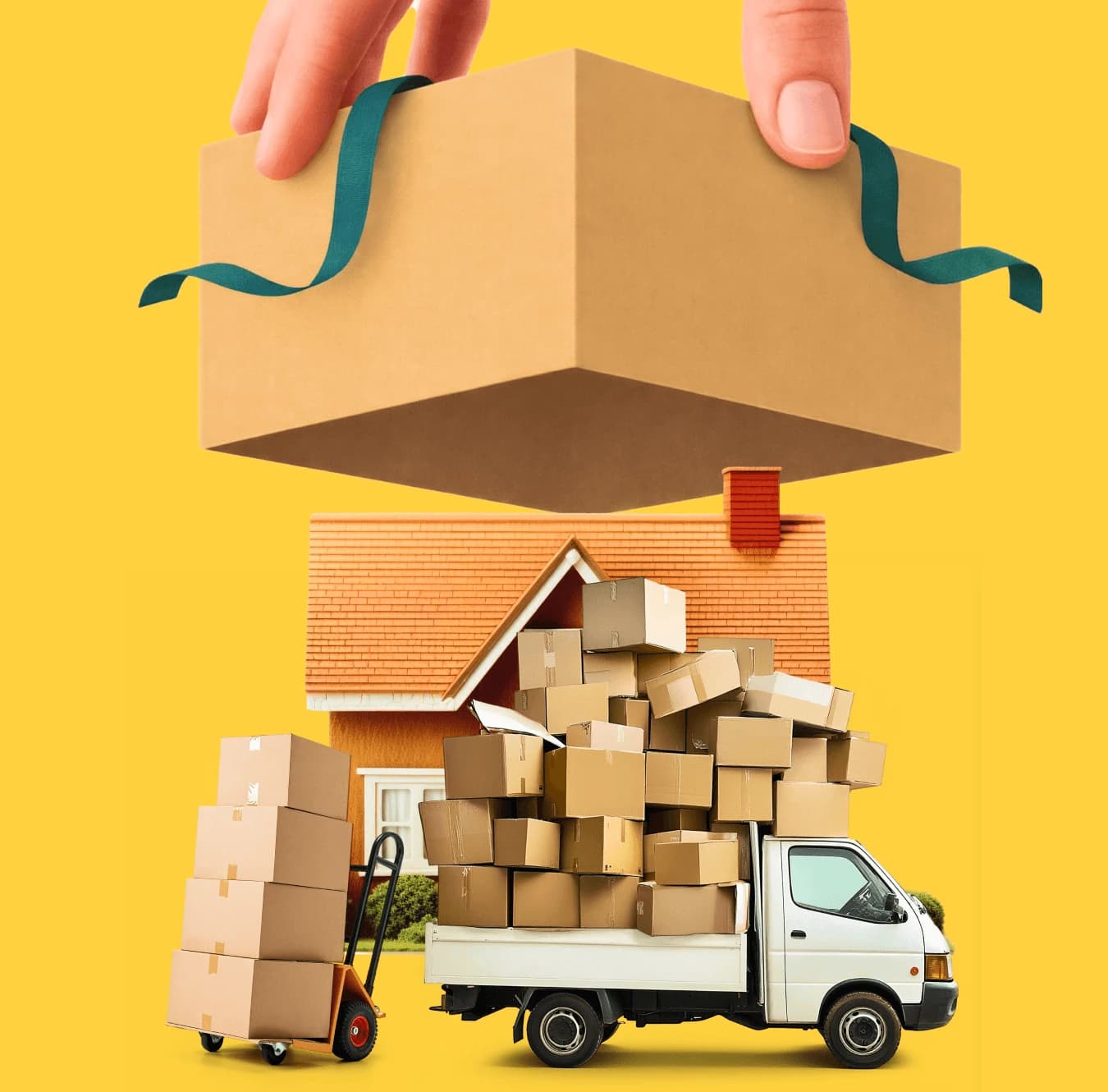 Moving boxes and truck