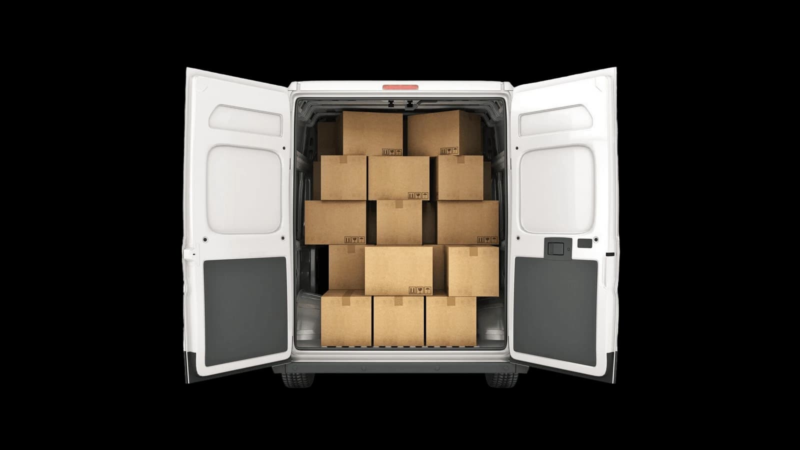 Van loaded with boxes