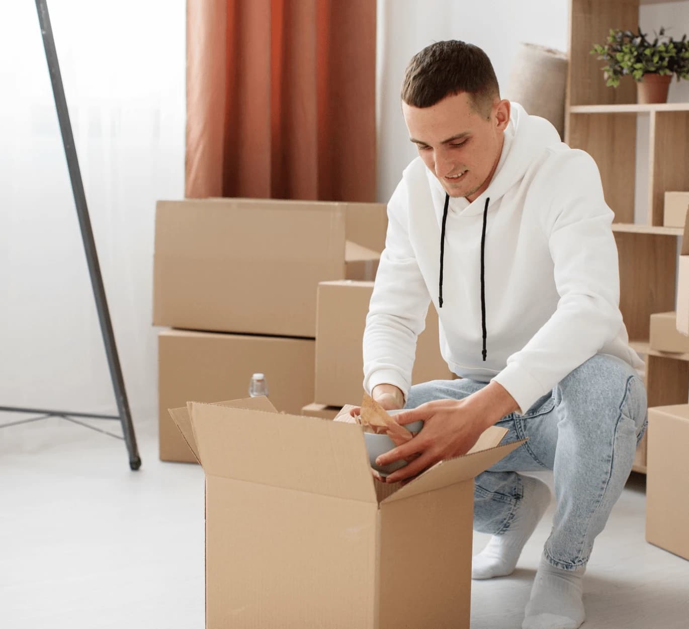 Packing materials and boxes ready for moving day