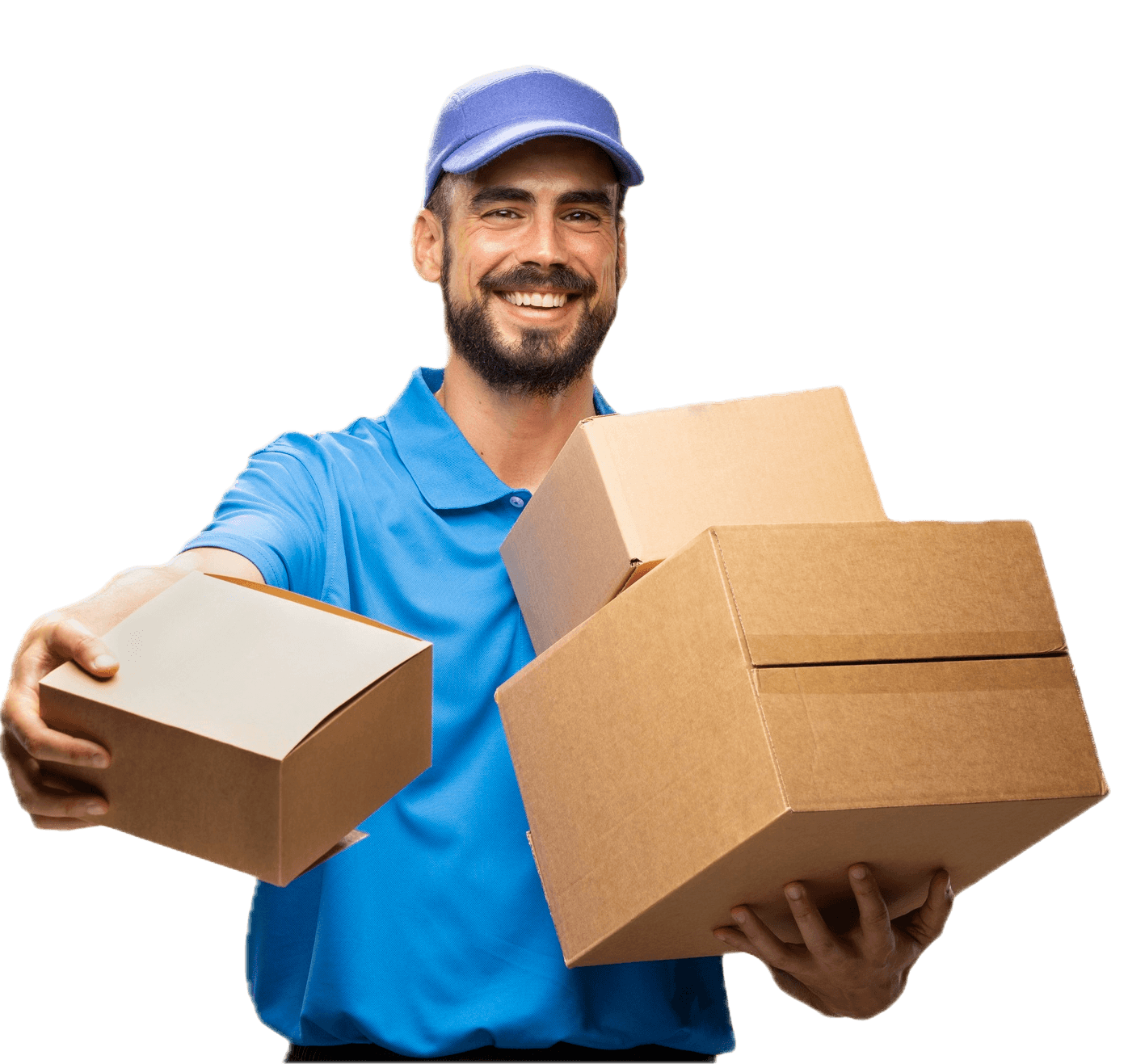 Delivery driver with packages