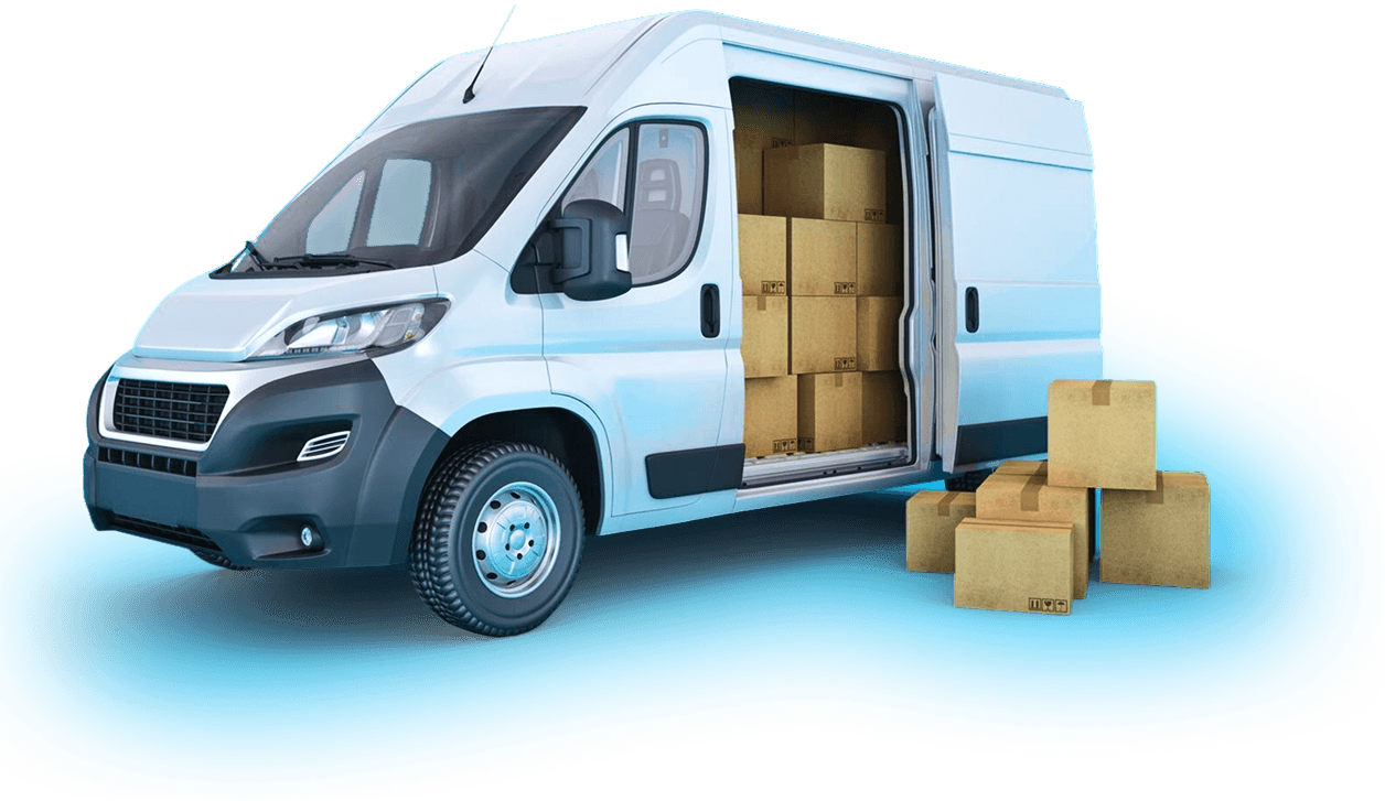 Delivery driver with van and packages