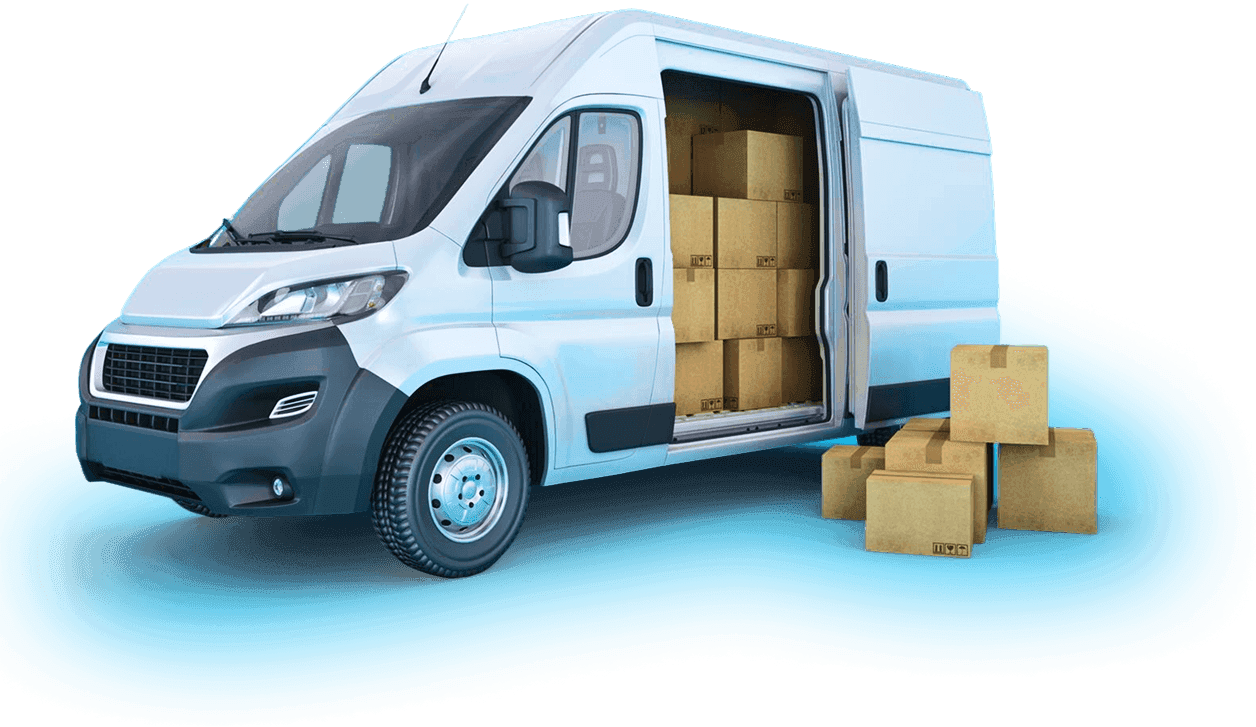 Delivery driver with van and packages