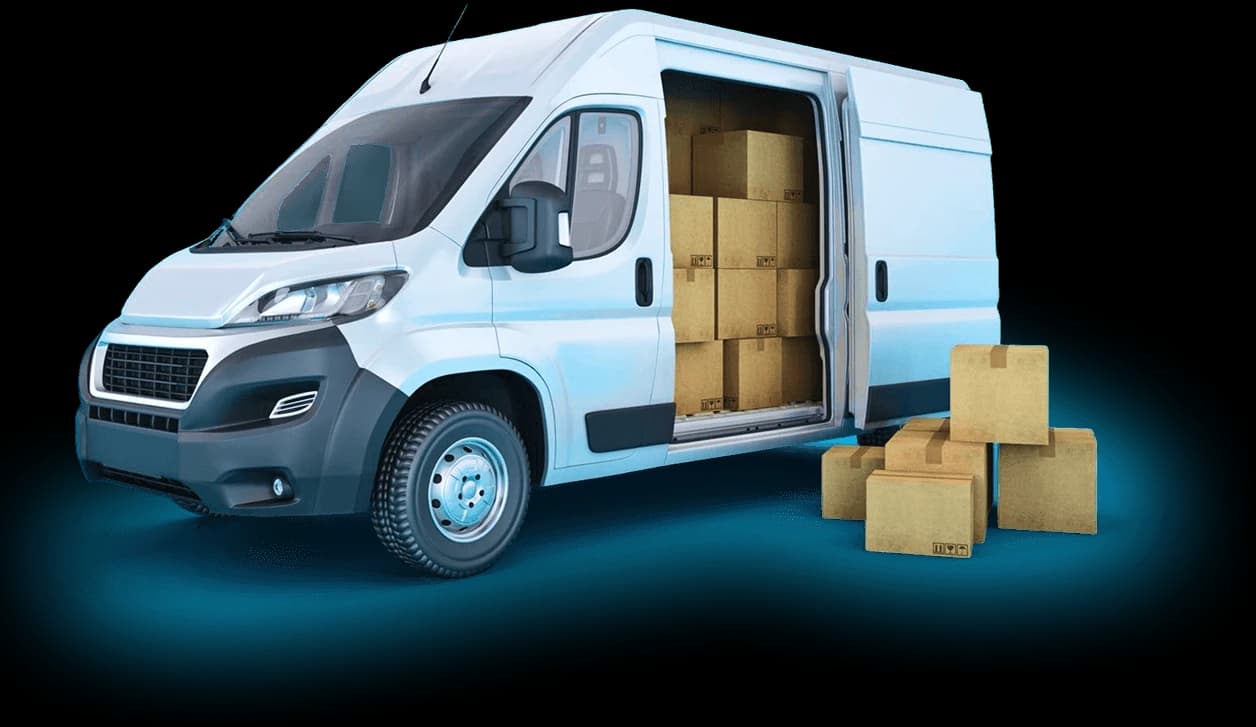 Delivery driver with van and packages