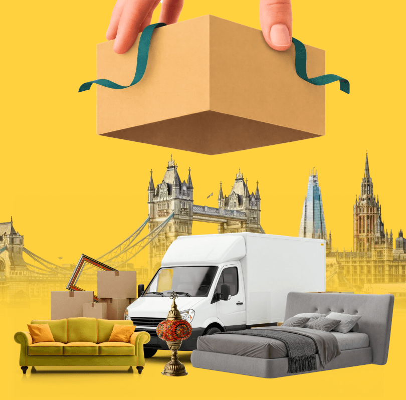 Giant Van crew delivering a bed and mattress to a UK home — ready to book your bed delivery.