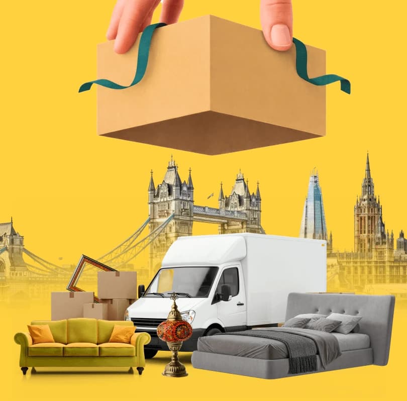 Giant Van crew delivering a bed and mattress to a UK home — ready to book your bed delivery.