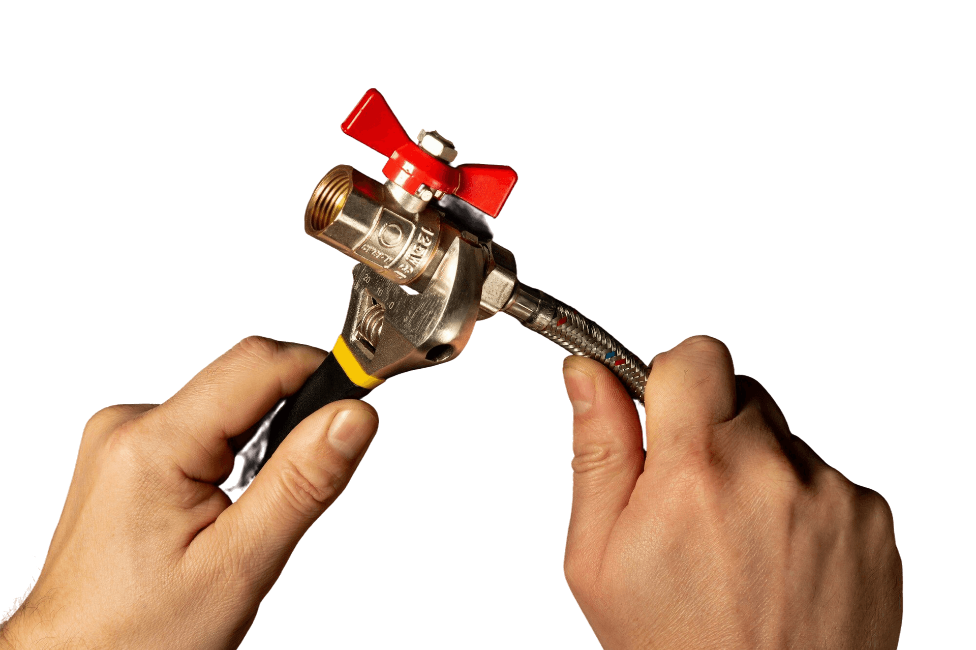 Hands disconnecting a washing machine water valve before collection