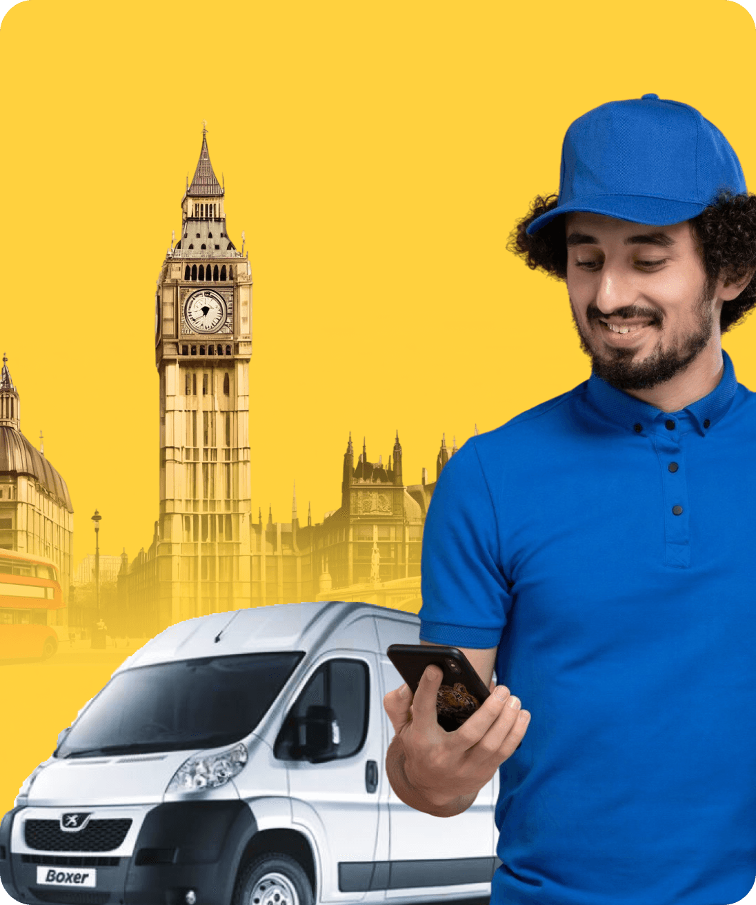 Driver completing the Giant Van online application on a phone