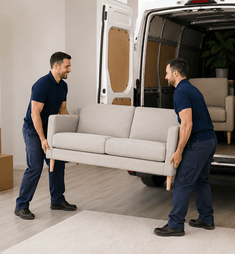 Giant Van crew disassembling furniture at collection before a protected move.
