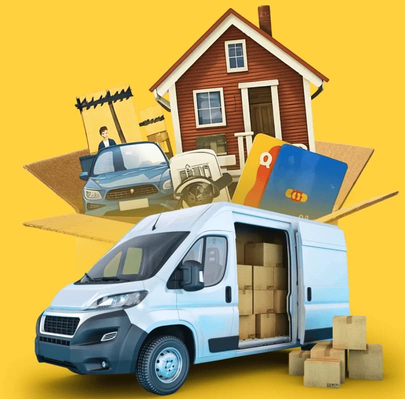 Giant Van loaded with cleared loft and garage items ready for transport