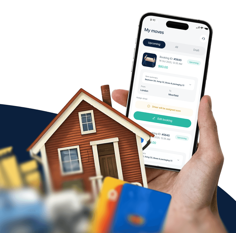 Giant Van customer using the app — booking a removal from their phone