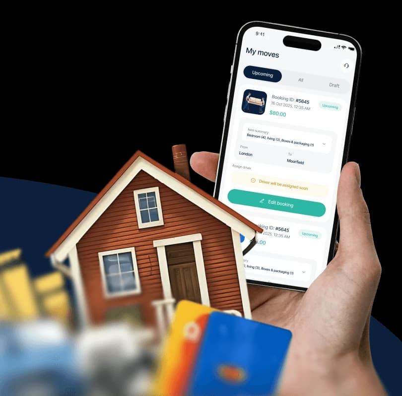 Giant Van customer using the app — booking a removal from their phone