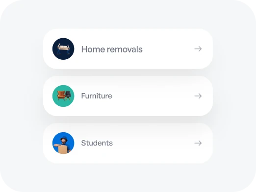 App screen — categories selector with item list