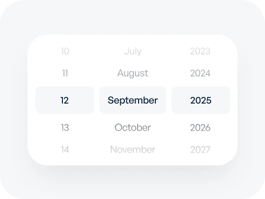 App screen — calendar date picker