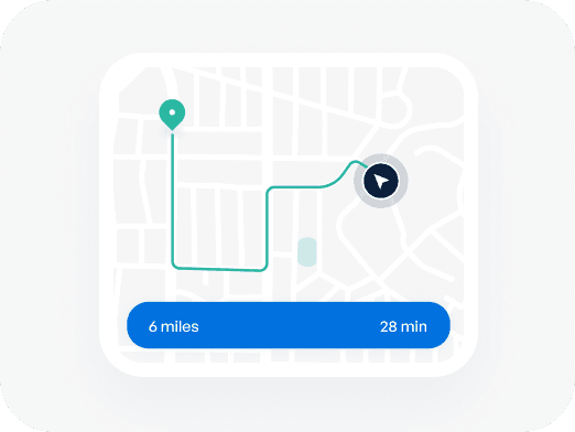 App screen — live driver tracking map