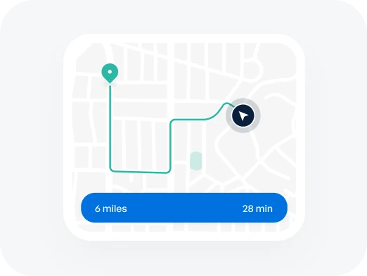 App screen — live driver tracking map