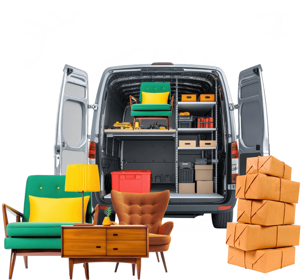 A Giant Van loaded with furniture and boxes ready for a UK move