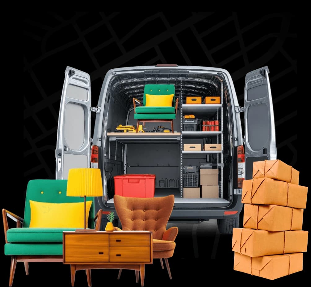 A Giant Van loaded with furniture and boxes ready for a UK move