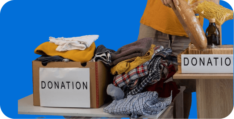 Donation boxes of usable furniture ready for UK reuse charities