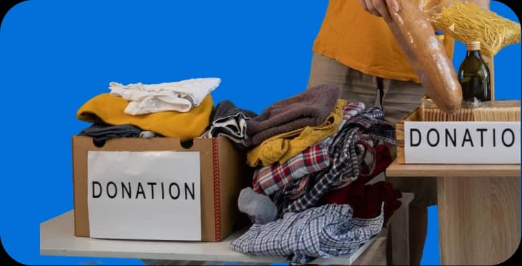 Donation boxes of usable furniture ready for UK reuse charities