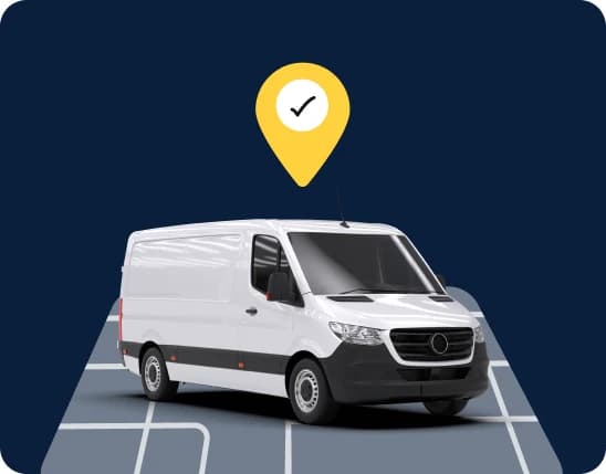 Giant Van van with a live tracking pin on a same-day route