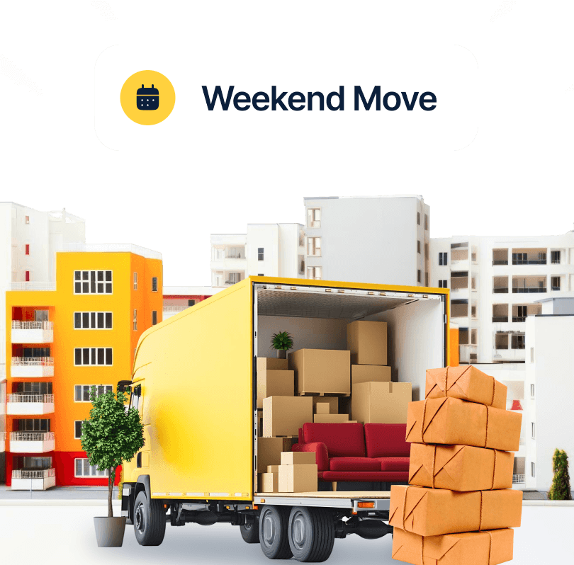 Giant Van loaded with weekend moving boxes and furniture