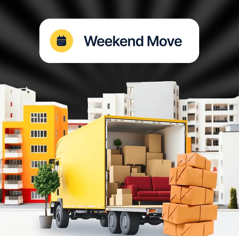 Giant Van loaded with weekend moving boxes and furniture