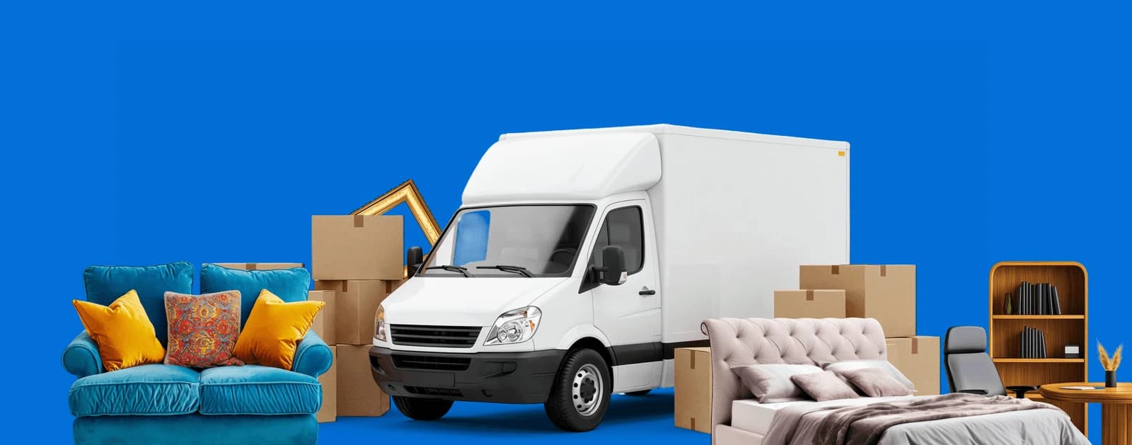 Furniture, moving boxes, and a Luton van — weekend man and van service across the UK