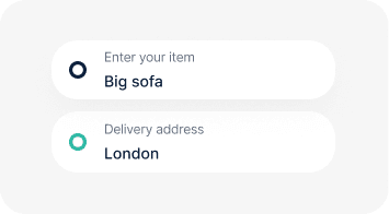 Quote form mockup showing item description and delivery address fields