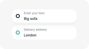 Quote form mockup showing item description and delivery address fields