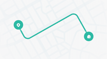 Route map mockup showing pickup and delivery points with live tracking