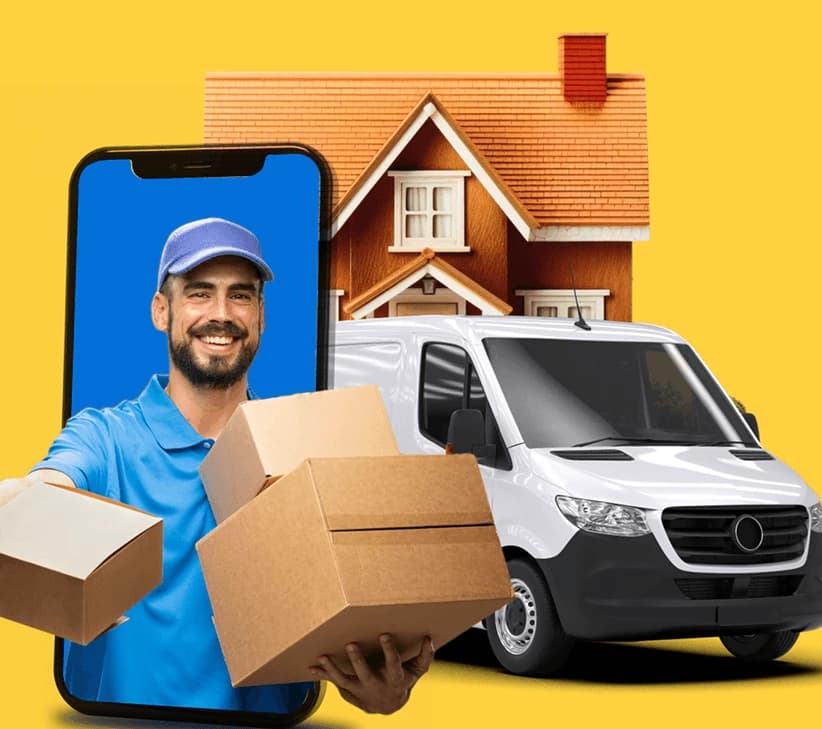 Giant Van driver loading boxes — book a man and van by the hour