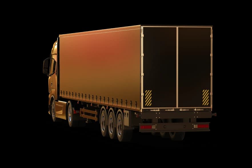Rear view of a Luton van with tail lift platform visible at the back